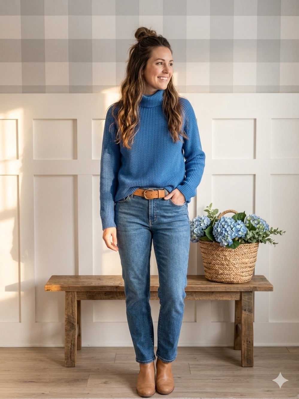 Lands' End Women's Blue Turtleneck‎ Sweater Large